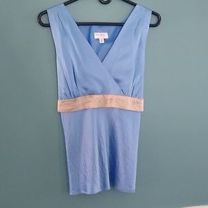 Isaac Mizrahi blue silk blouse